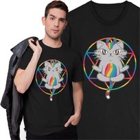 Koszulka Kot Kotek Pentagram Tęcza LGBTQ+ T-shirt z Kotem Rogi Diabeł Inna marka