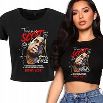 KOSZULKA KRÓTKA CZARNA Damska Prezent Na Koncert TRAVIS SCOTT Wzory- S
