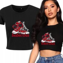 KOSZULKA KRÓTKA DAMSKA Czarna Na Prezent Urodziny SUPER BABECZKA Wzory - L