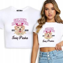 KOSZULKA KRÓTKA DAMSKA Na Prezent dla Psiary GOLDEN RETRIVER IMIĘ Wzory - L