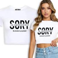 KOSZULKA KRÓTKA DAMSKA Na Prezent Napisy NIE CHCIAŁEM TU PRZYCHODZIĆ Wz - M