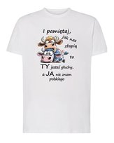 Koszulka Krowy Śmieszny Tekst Biała XL