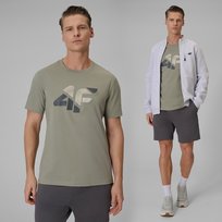 Koszulka Męska 4F Sportowa Bawełniana T-Shirt Regular Khaki 4FWSS26TTSHM2667 M 4F