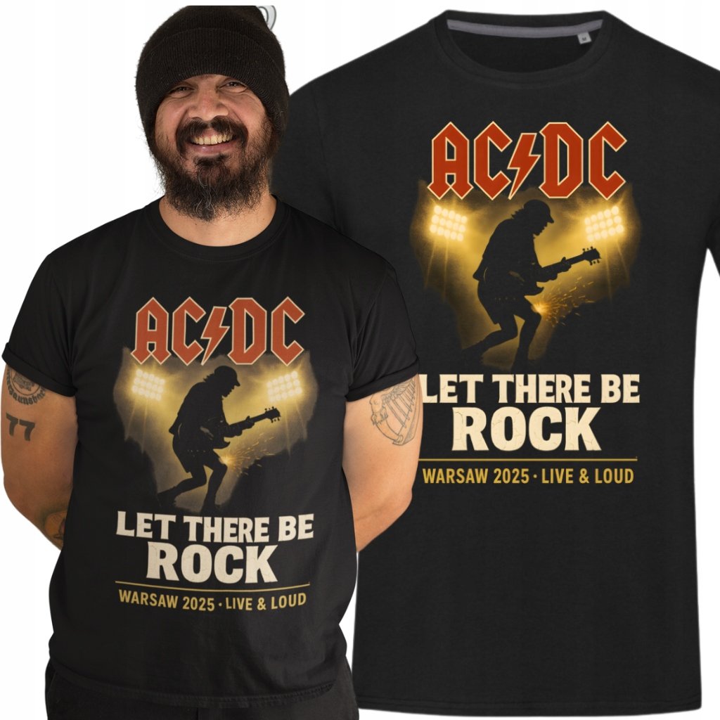 Koszulka męska AC/DC na koncert koncertowa Let There Be Rock Warsaw ...