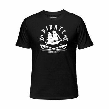 Koszulka męska bawełniana czarna z nadrukiem, T-shirt Captain Mike r.4XL - Captain Mike