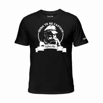 Koszulka męska bawełniana czarna z nadrukiem, T-shirt Captain Mike r.XL - Captain Mike