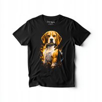 Koszulka męska Beagle pies z nadrukiem czarna 100% bawełna XL