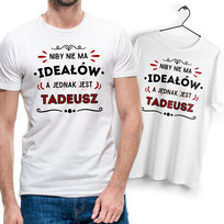 Koszulka Męska Biała Dla Tadeusza Tadka T-Shirt Nadruk Zdjęcie Na Prezent