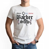 KOSZULKA MĘSKA BIAŁA T-Shirt Na Prezent Urodziny BARBER SHOP Wzory XL