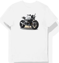 Koszulka męska biała z Motywem BMW R nineT w Stylu Śmigłego Motocykla L KozakNadruki