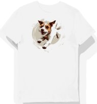 Koszulka męska biała z motywem skaczącego Jack Russell Terriera S KozakNadruki