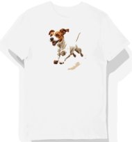 Koszulka męska biała z nadrukiem skaczącego Jack Russell Terriera S KozakNadruki