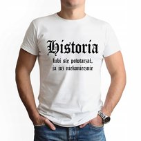 KOSZULKA MĘSKA Biały Na Prezent Urodziny HISTORIA LUBI SIĘ POWTARZAĆ Wz L Inna marka