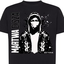 Koszulka męska cyberpunk MARTWA CISZA maska streetwear XL czarna DEYORA