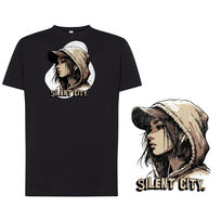 Koszulka męska damska streetwear z nadrukiem SILENT CITY czarna L DEYORA