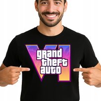 KOSZULKA MĘSKA GTA VI GRAND THEFT AUTO 6 LOGO M 3495 PREMIUM CZARNA FRUIT OF THE LOOM