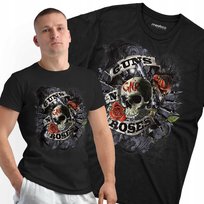 KOSZULKA MĘSKA Guns N' Roses mroczna czaszka i róża na tour prezent Meeboo