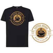 Koszulka męska kawa coffee house z nadrukiem tshirt czarna L DEYORA