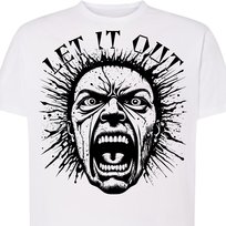 Koszulka męska LET IT OUT z nadrukiem krzyk scream L biała DEYORA