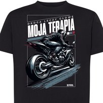 Koszulka męska motocyklowa Moja Terapia dla motocyklisty S czarna DEYORA