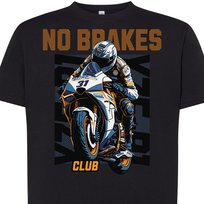 Koszulka męska motocyklowa NO BRAKES CLUB czarna bawełna L DEYORA