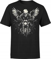 Koszulka męska motocyklowa skrzydlaty anioł śmierci 2 czaszka T-shirt męski