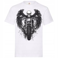 Koszulka męska motocyklowa z czaszką skrzydlaty anioł śmierci T-shirt męski