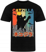 KOSZULKA MĘSKA NADRUK KOT ŚMIESZNA GODZILLA PREZENT PREMIUM M