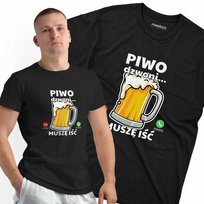 KOSZULKA MĘSKA Piwo dzwoni, muszę iść PREZENT dla niego z humorem NADRUK Meeboo