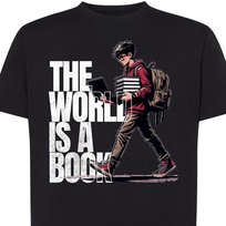Koszulka męska podróże książki THE WORLD IS A BOOK 2XL czarna DEYORA