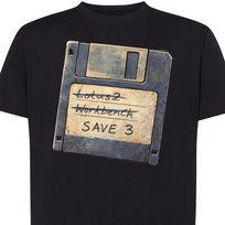 Koszulka męska retro Amiga dyskietka 90s nadruk L czarna DEYORA