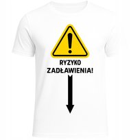 KOSZULKA MĘSKA ŚMIESZNA RYZYKO ZADŁAWIENIA SUPER PREZENT Z HUMOREM HIT M Szumila