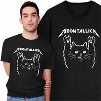 Koszulka Męska Śmieszny T-shirt Meowtallica Metallica Rock Muzyka Kot Kotek Freshtop
