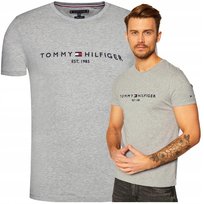 Koszulka Męska Szara Bawełniana Tommy Hilfiger Est 1985 na Sportowo r.M