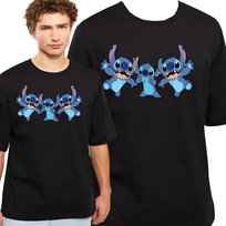 KOSZULKA MĘSKA T-SHIRT LILO I STICH BAJKA PREZENT BAWEŁNA XXL 3371 CZARNA JHK
