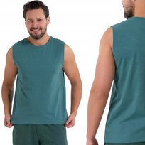 KOSZULKA MĘSKA TANK-TOP BAWEŁNIANA NA RAMIĄCZKACH KLASYCZNA LATO MORAJ L GREEN Moraj