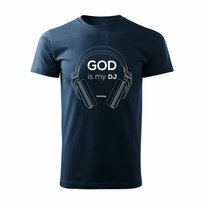 Koszulka męska TOPSLANG God is My DJ, granatowa, rozmiar XXL