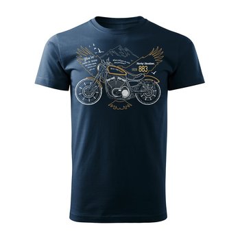 Koszulka męska TOPSLANG Harley Davidson Iron 883, granatowo-pomarańczowa, rozmiar L - Topslang