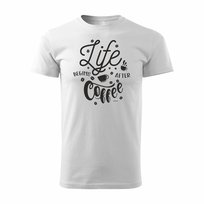 Koszulka męska TOPSLANG Life Coffee, biała, rozmiar M