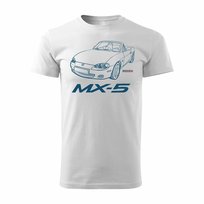 Koszulka męska TOPSLANG Mazda MX-5, biało-niebieska, rozmiar L