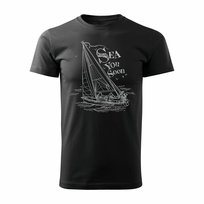 Koszulka męska TOPSLANG z jachtem, czarna, rozmiar XL