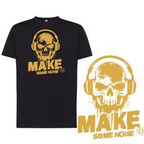 Koszulka męska Tshirt z nadrukiem czaszka DJ muzyka słuchawki czarna L