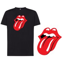 Koszulka męska usta z nadrukiem tshirt czarna L DEYORA