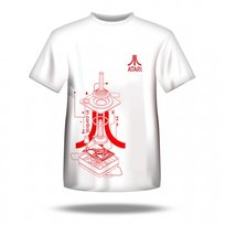 Koszulka męska z czerwonym logo ATARI, Biała, L BLAZE