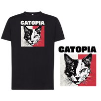 Koszulka męska z kotem na prezent tshirt czarna L DEYORA