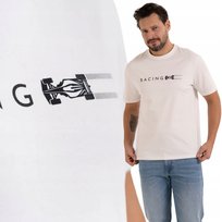 KOSZULKA MĘSKA Z KRÓTKIM RĘKAWEM REGULARNY KRÓJ Z PRINTEM MORAJ L WHITE