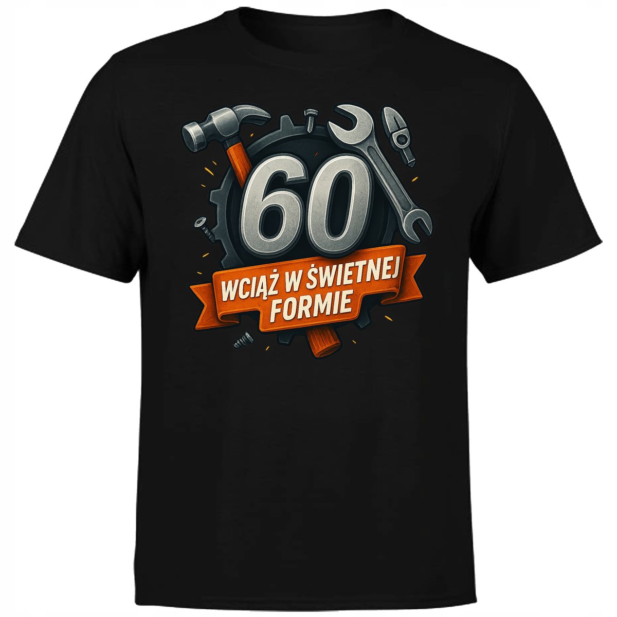 KOSZULKA MĘSKA Z NADRUKIEM 60 LAT WCIĄŻ W ŚWIETNEJ FORMIE PREZENT M ...
