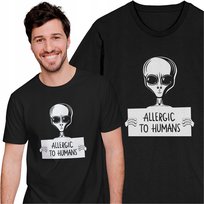 Koszulka Męska z Nadrukiem Allergic To Humans Alien UFO Obcy Kosmita