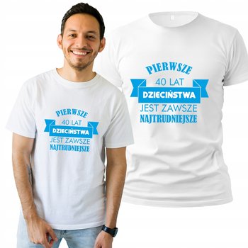 Koszulka Męska z Nadrukiem  Biały T-shirt 40 Lat Dzieciństwa M - Plexido