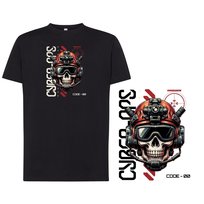 Koszulka męska z nadrukiem cyber czaszka tshirt czarna L DEYORA
